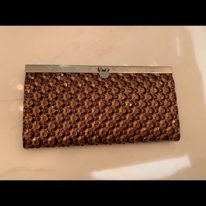 Gold Clutch Wallet with Red Lining